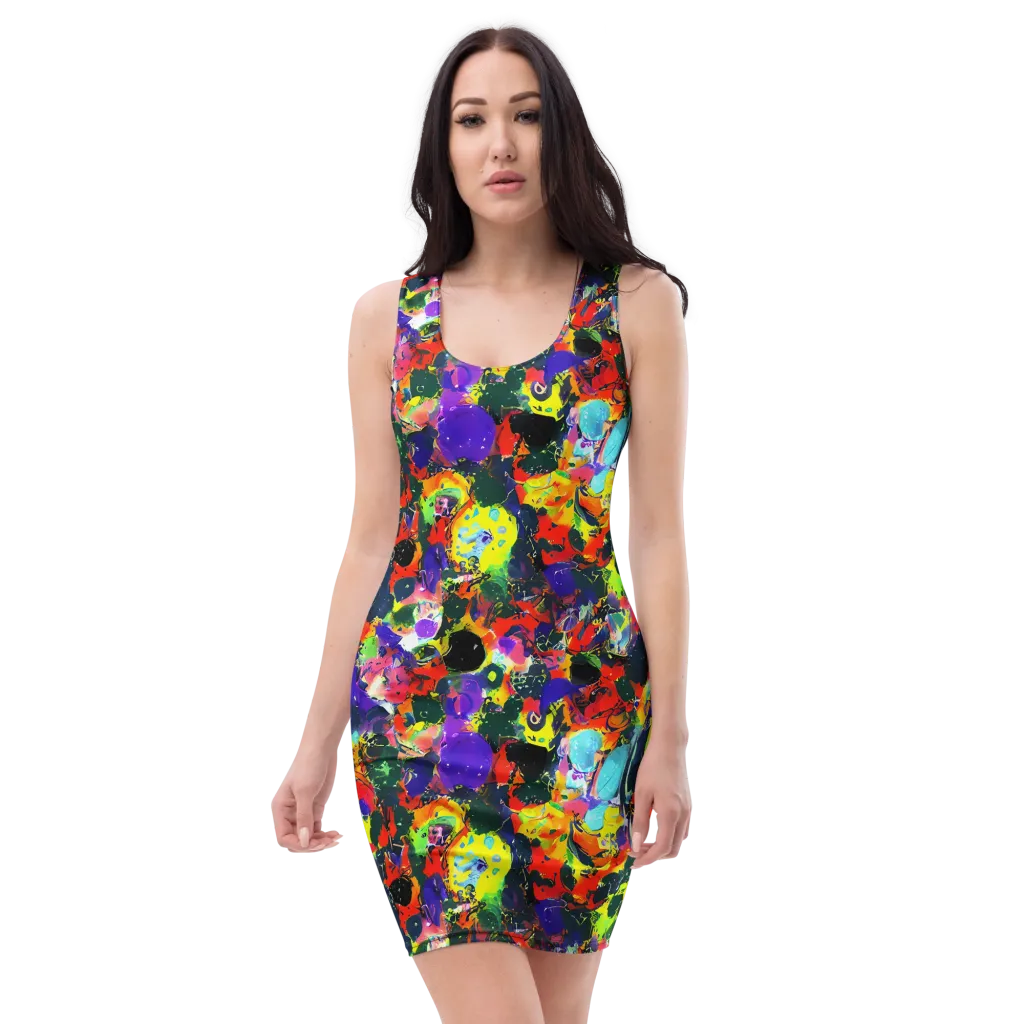 Electric Impasto on Bodycon Dress — Front