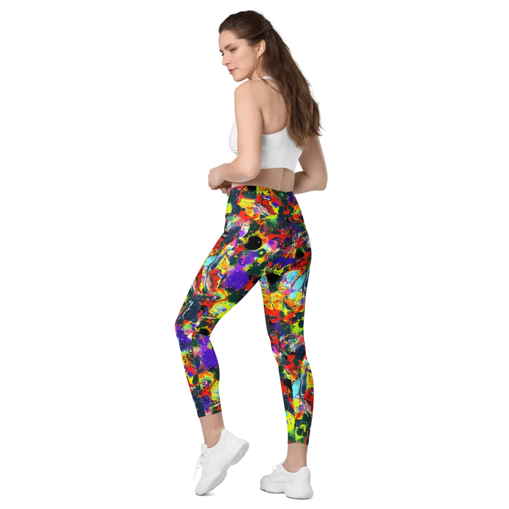 Electric Impasto on Leggings with Pockets — Left Back