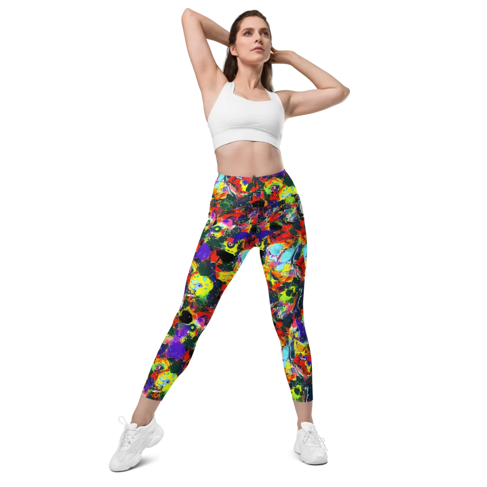 Electric Impasto on Leggings with Pockets — Front