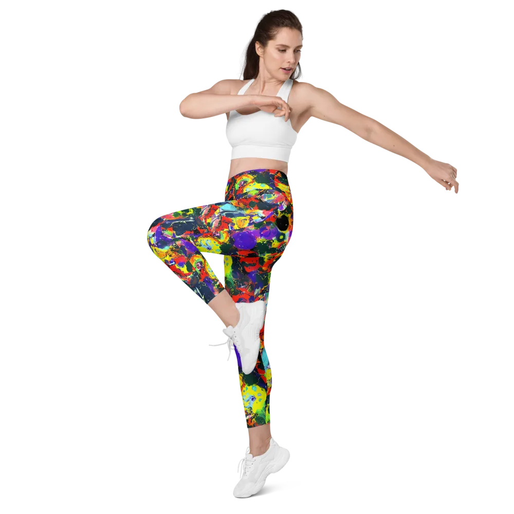 Electric Impasto on Leggings with Pockets — Left Front