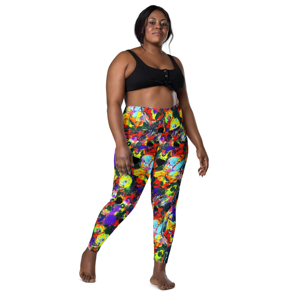 Electric Impasto on Leggings with Pockets — Front