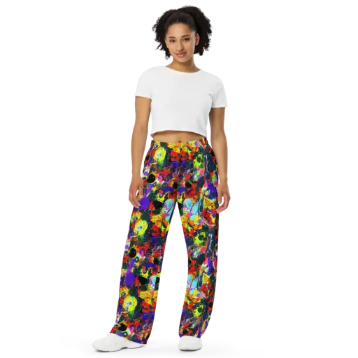 Electric Impasto on a Wide-Leg Pants