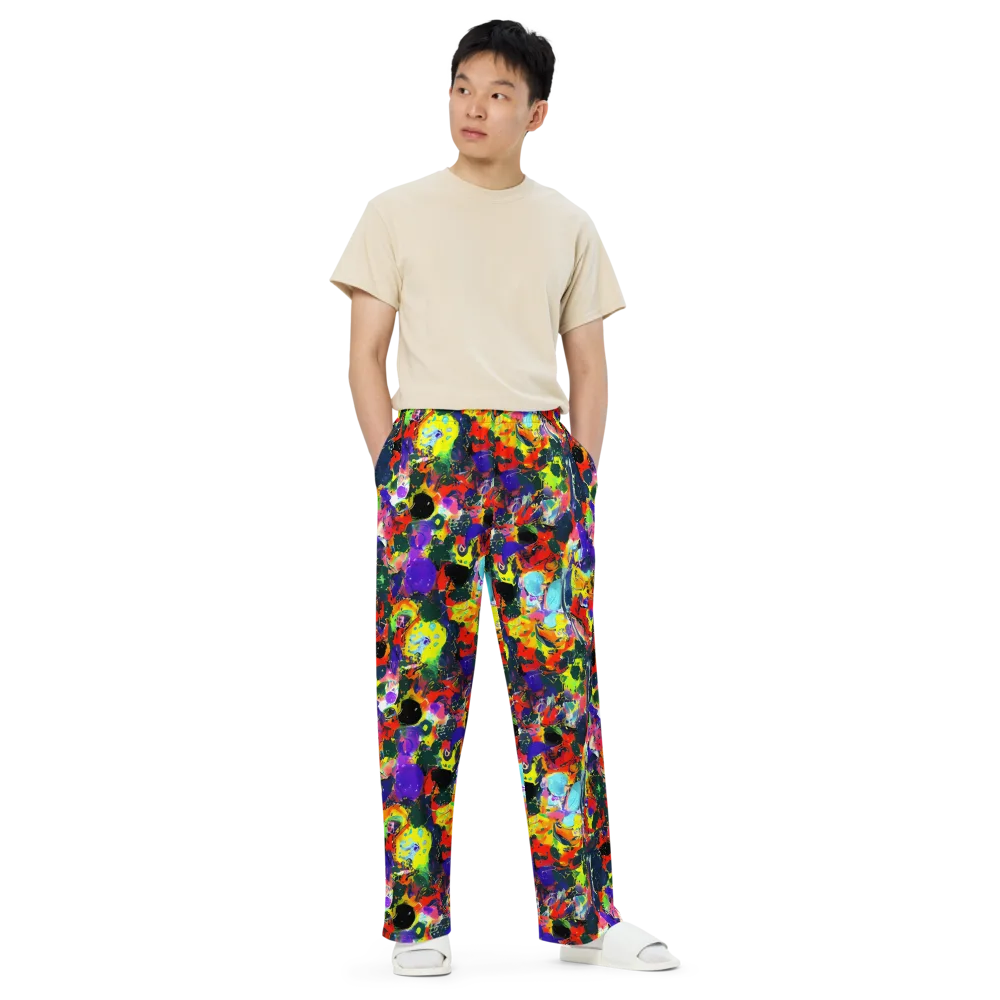 Electric Impasto on Wide-Leg Pants — Front