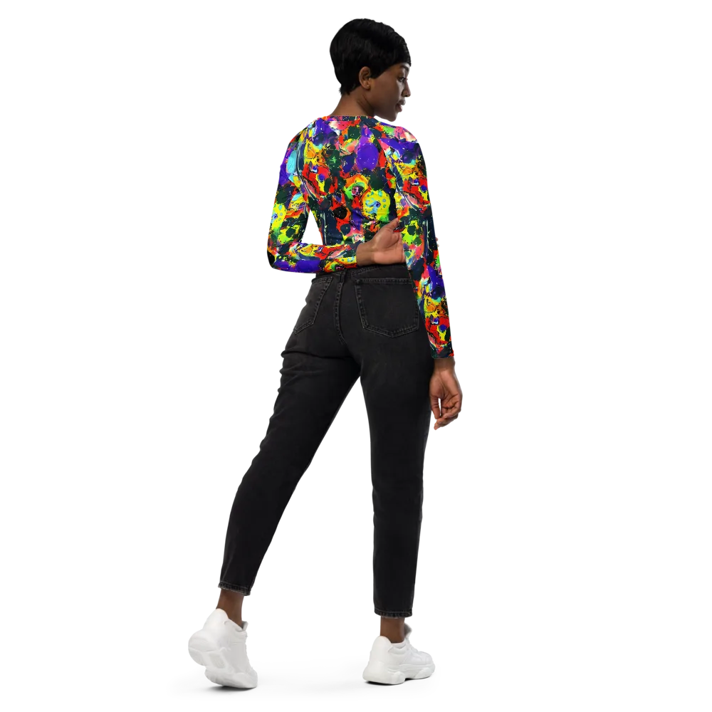 Electric Impasto on Long Sleeve Crop Top — Right Back