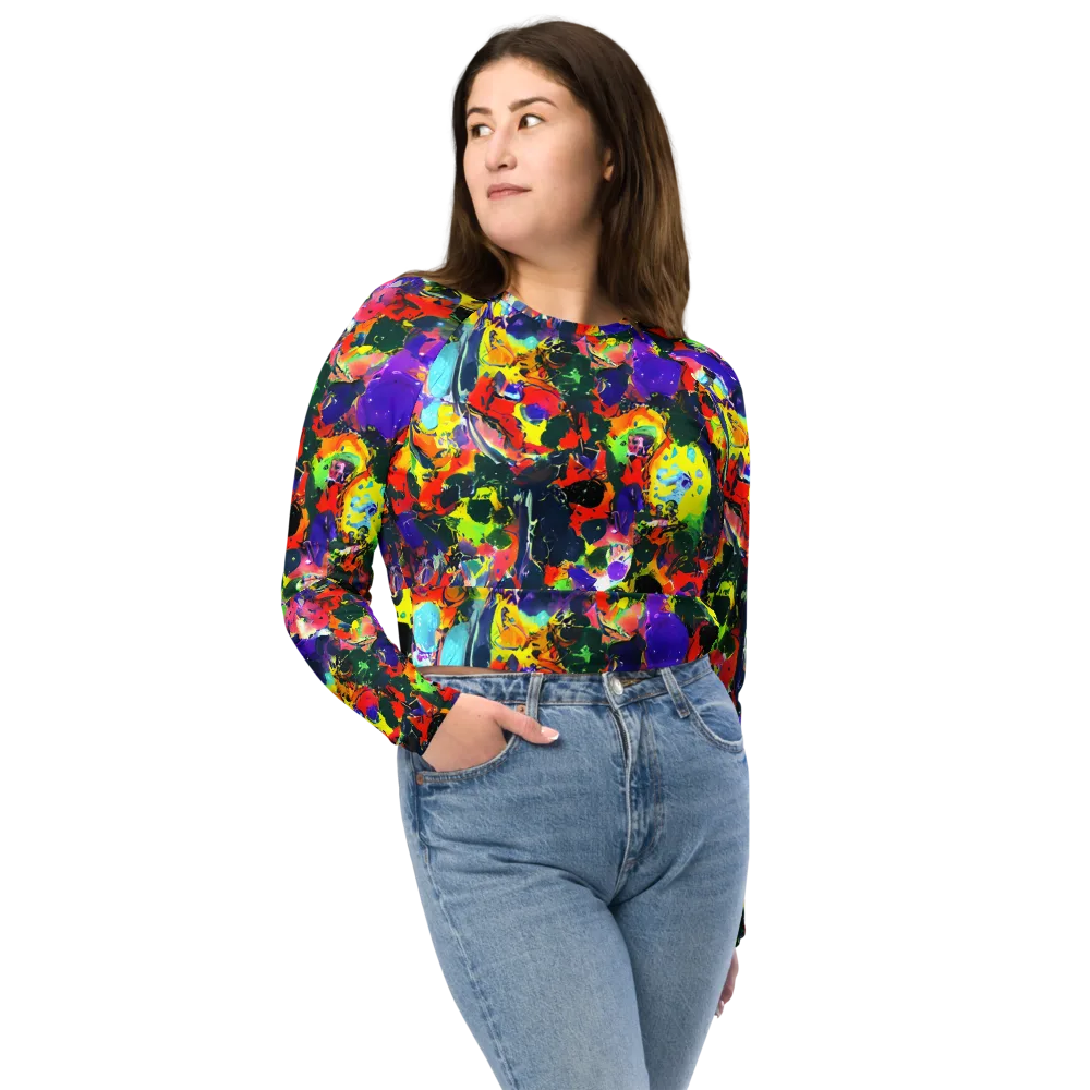 Electric Impasto on Long Sleeve Crop Top — Front
