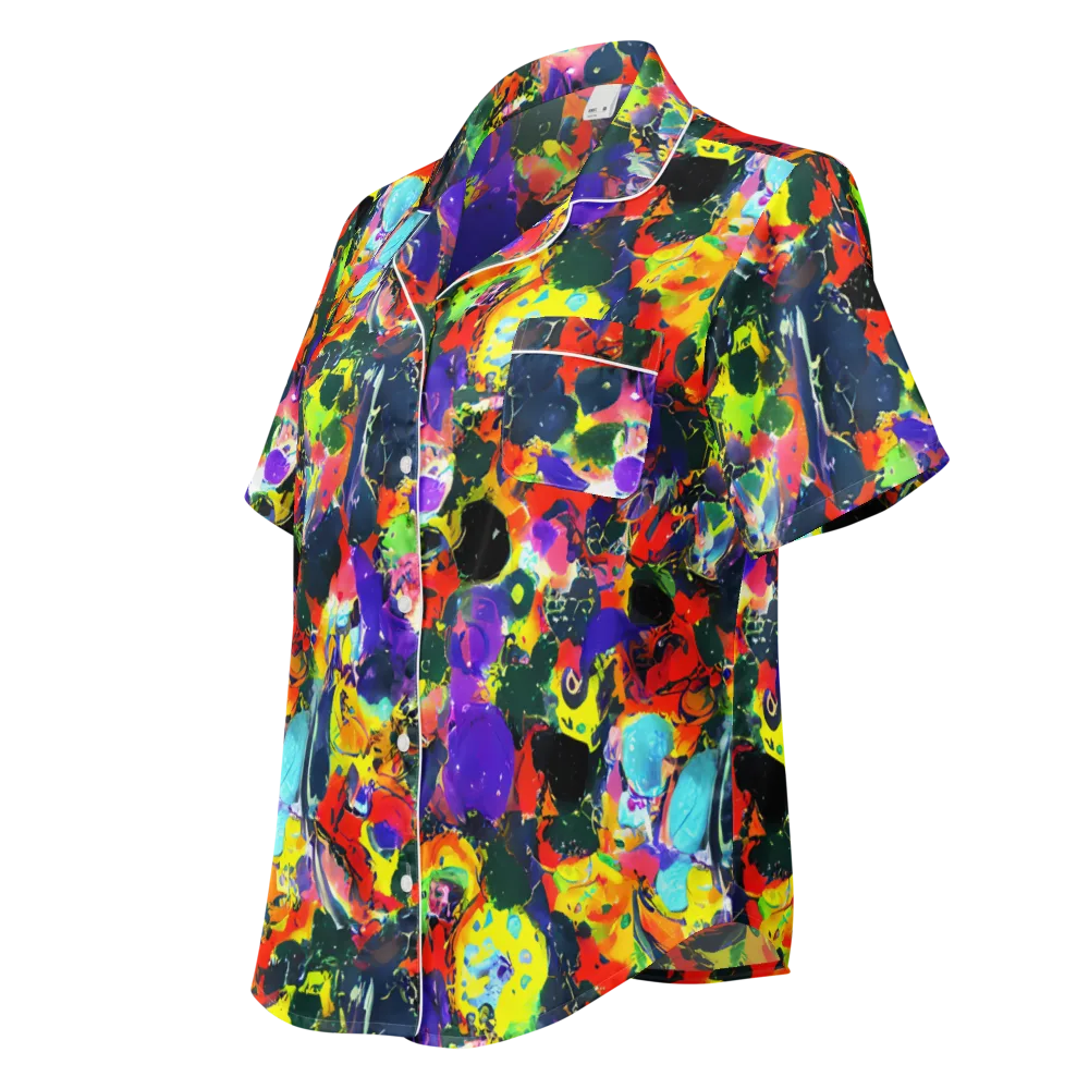 Electric Impasto on Women's Short Sleeve Pajama Top — Left Front