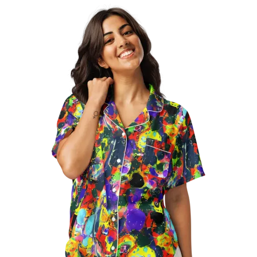 Electric Impasto on a Women's Short Sleeve Pajama Top
