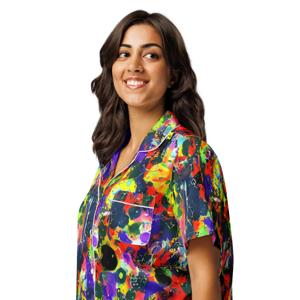 Electric Impasto on Women's Short Sleeve Pajama Top — Left Front