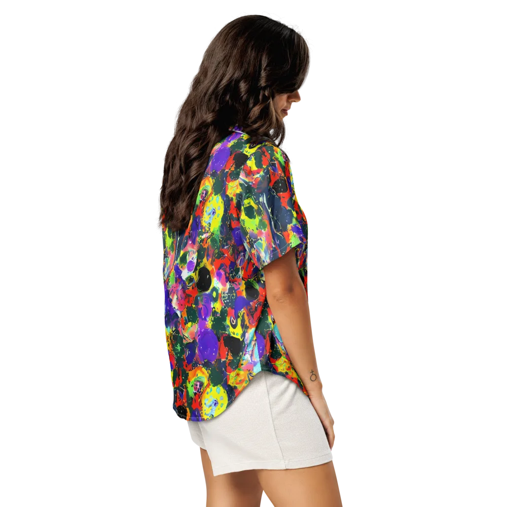 Electric Impasto on Women's Short Sleeve Pajama Top — Right Back