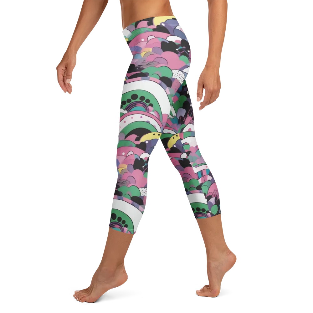 Neon Cloudwork on Capri Leggings — Left