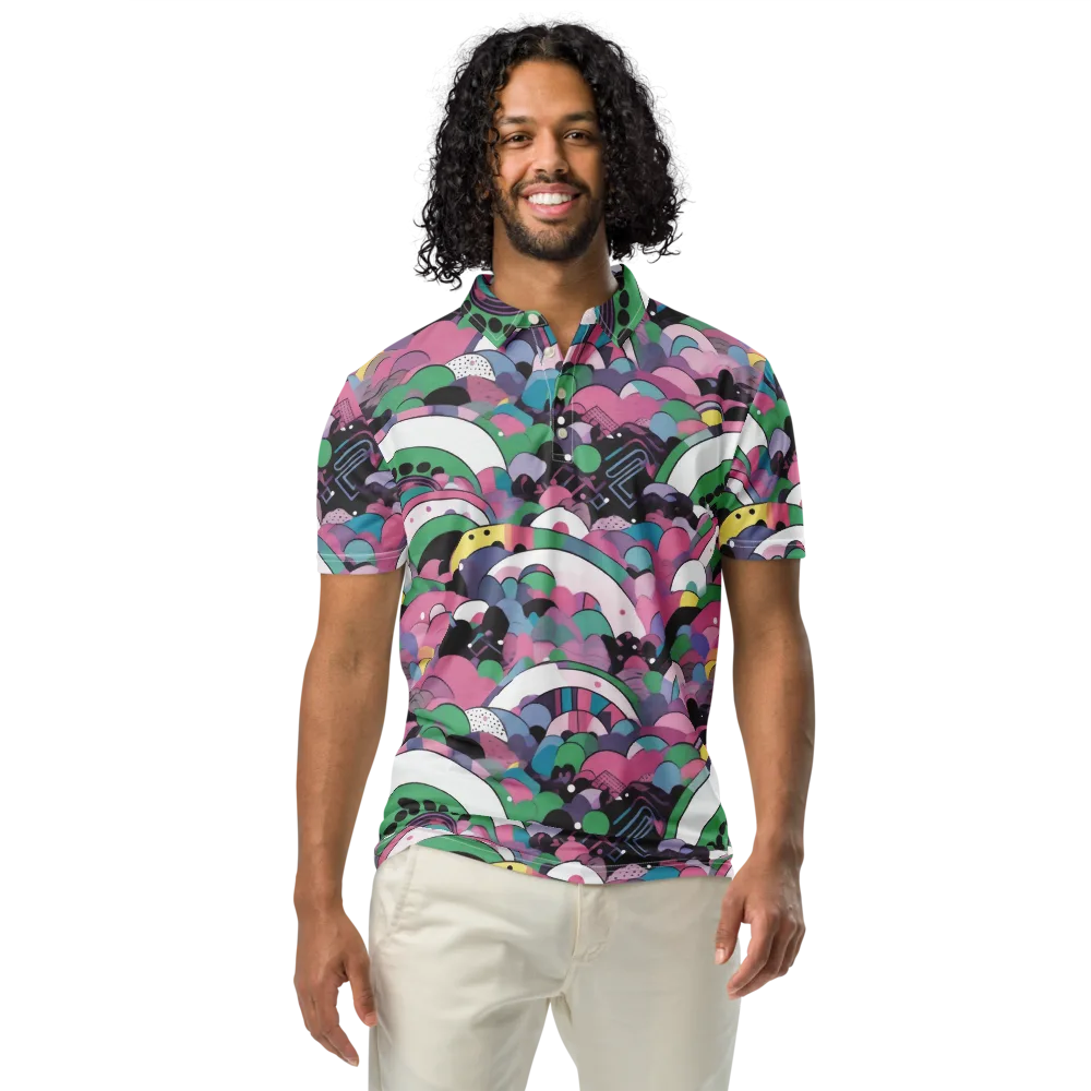 Neon Cloudwork on Men's Slim Fit Polo Shirt — Front