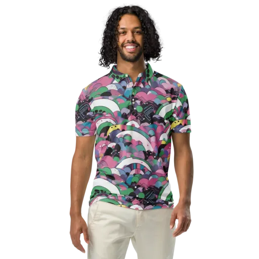 Neon Cloudwork on a Men's Slim Fit Polo Shirt