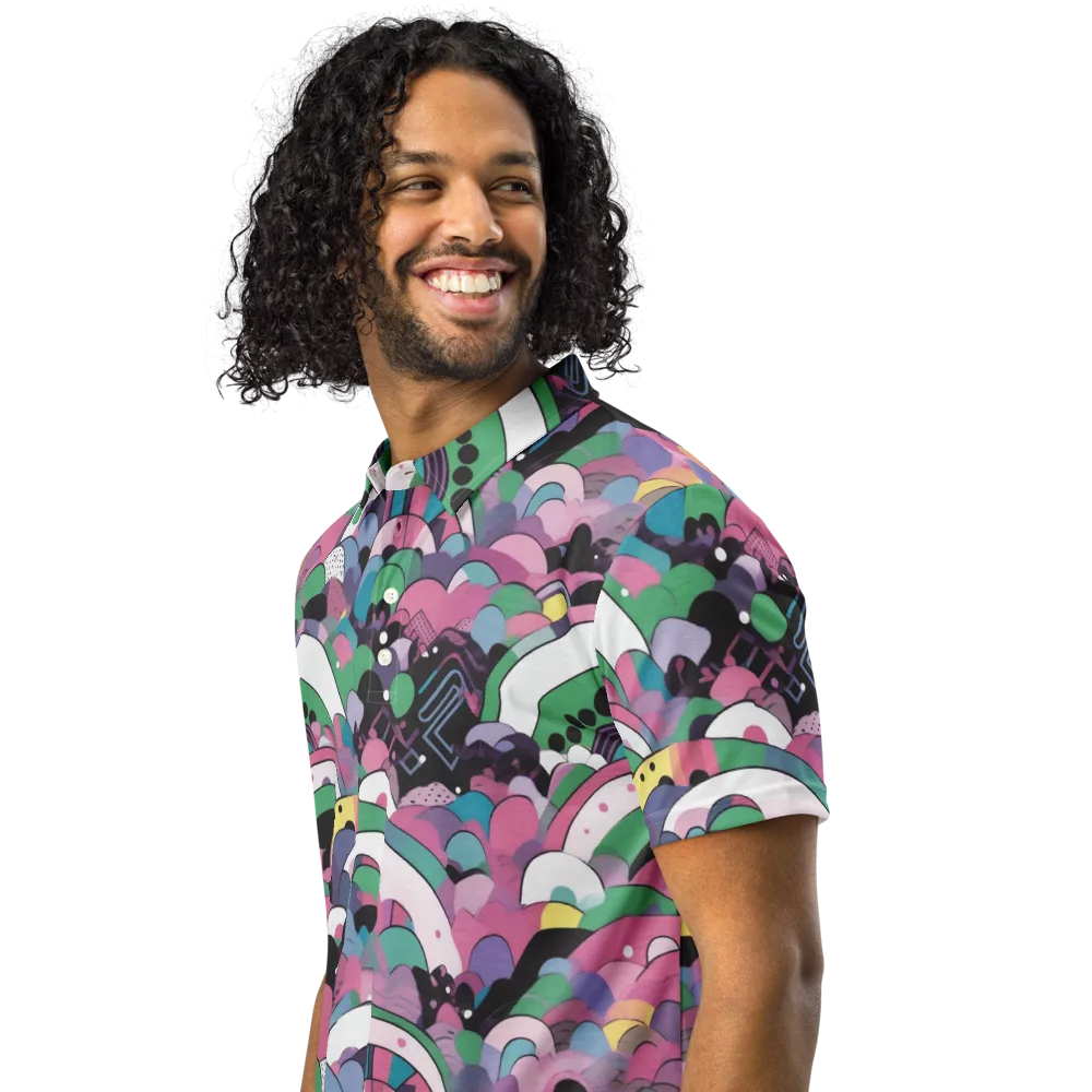 Neon Cloudwork on Men's Slim Fit Polo Shirt — Left Front