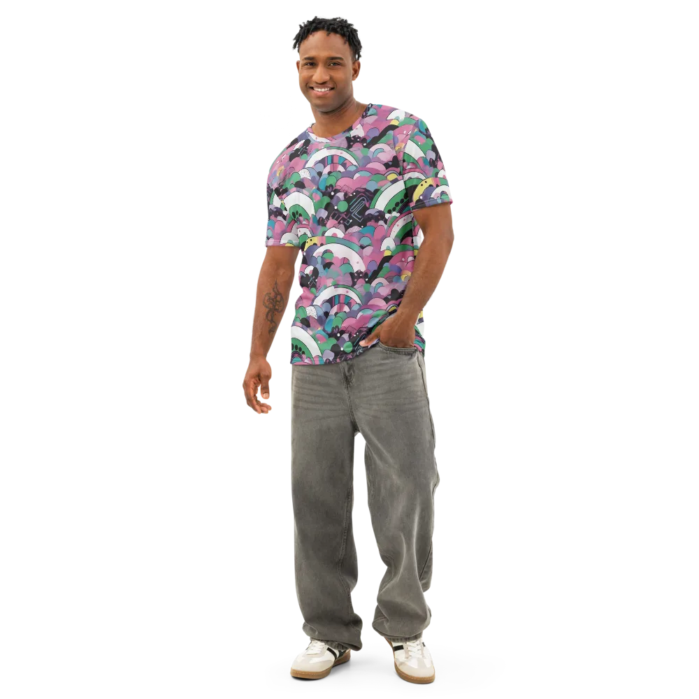 Neon Cloudwork on Men's Cotton Crew Neck T-Shirt — Front