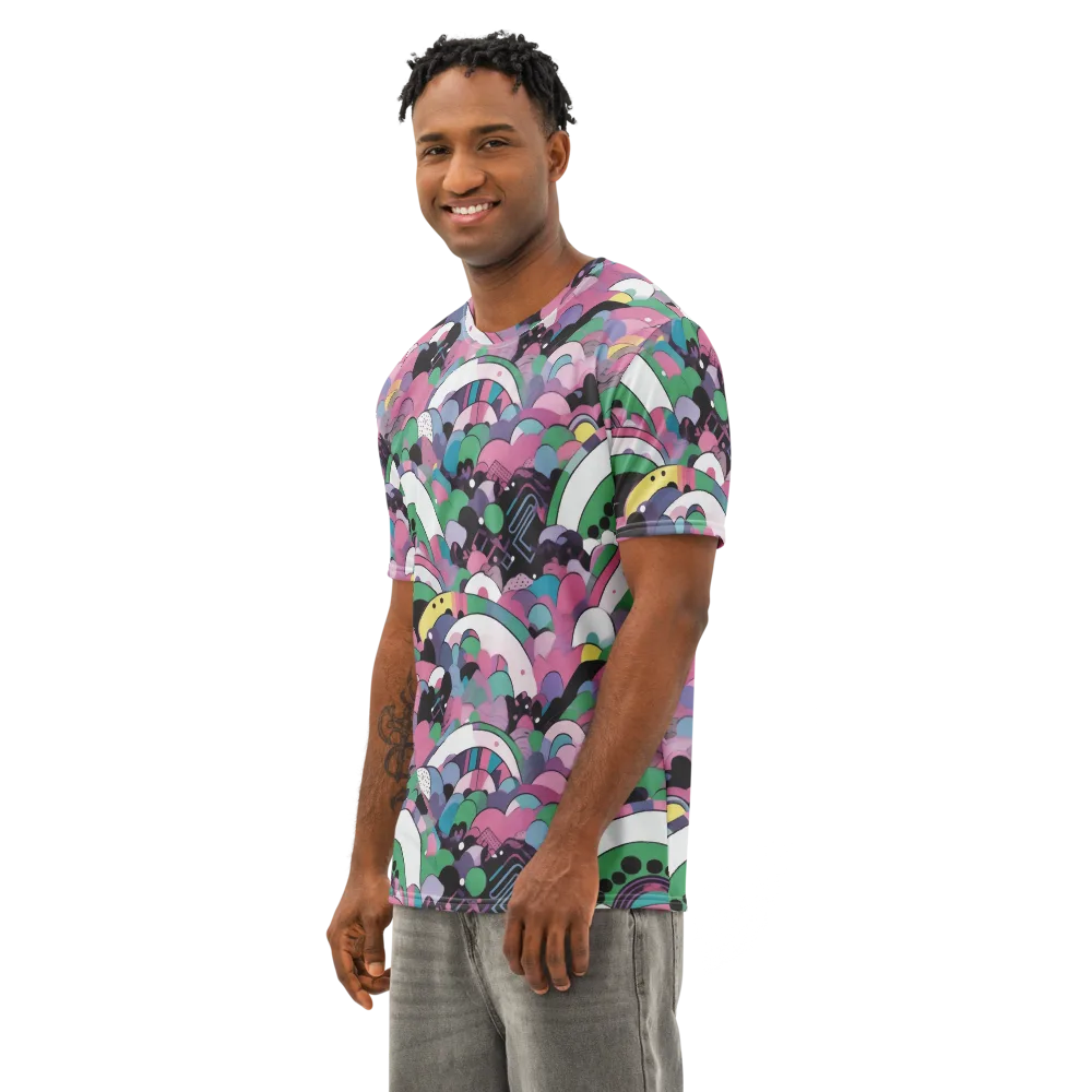 Neon Cloudwork on Men's Cotton Crew Neck T-Shirt — Left Front