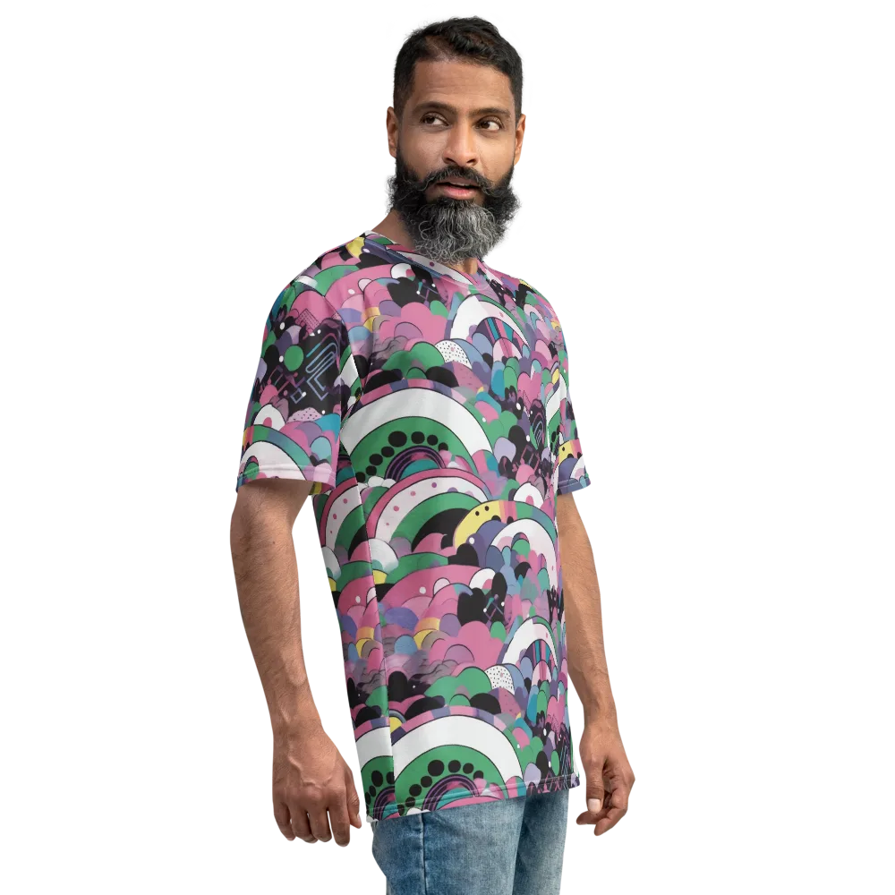 Neon Cloudwork on Men's Crew Neck T-Shirt — Right