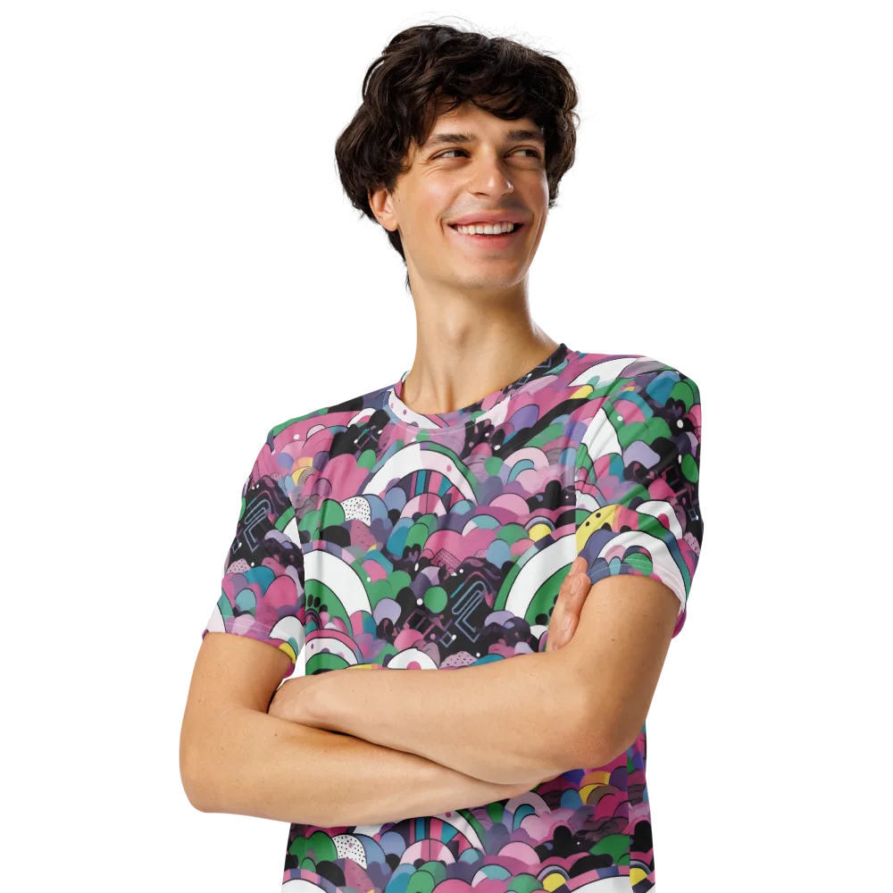 Neon Cloudwork on Men's Crew Neck T-Shirt — Left Front