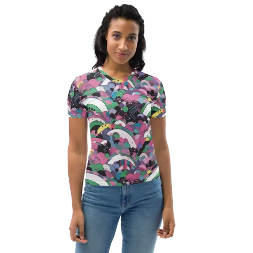 Neon Cloudwork on a Women's Crew Neck T-Shirt
