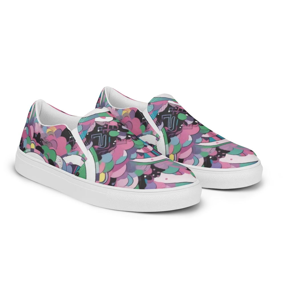 Neon Cloudwork on Men's Slip-On Canvas Shoes — Right Front