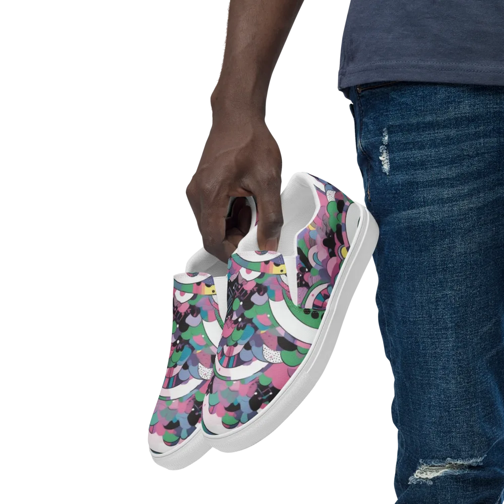 Neon Cloudwork on Men's Slip-On Canvas Shoes — Left Front
