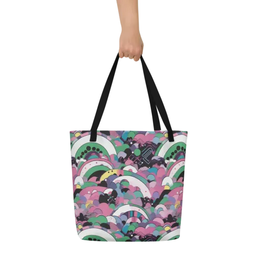 Neon Cloudwork on a Large Tote Bag W/ Pocket