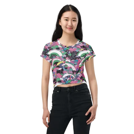 Neon Cloudwork on a Crop Tee