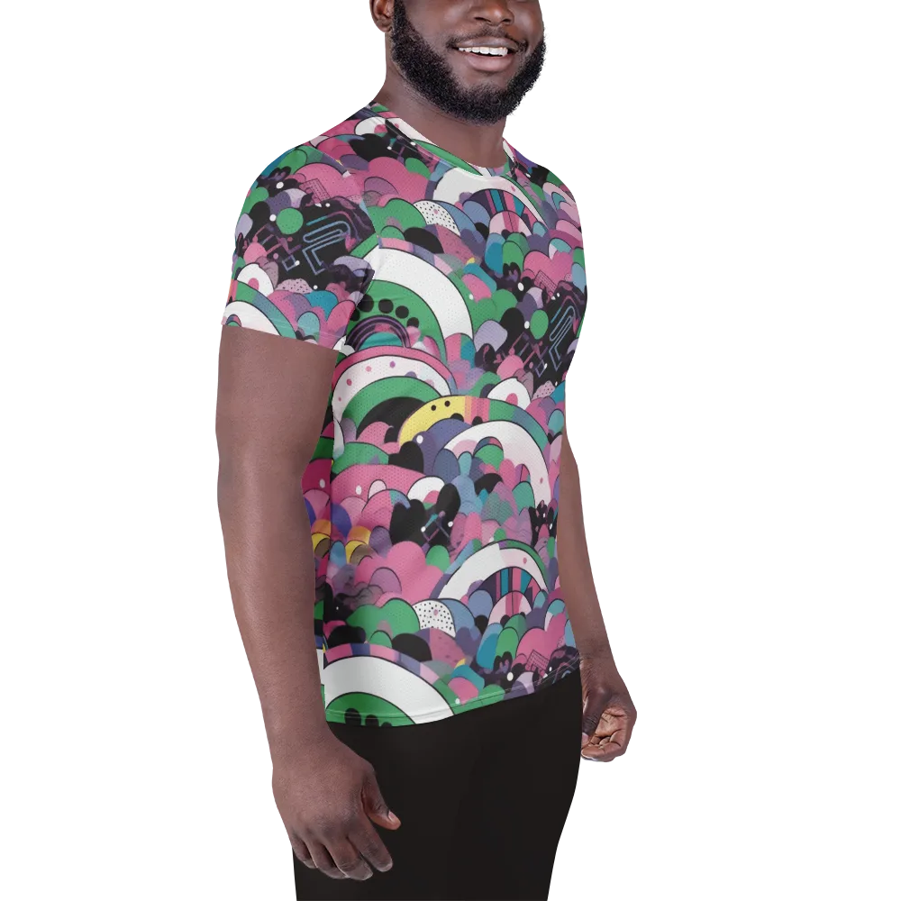 Neon Cloudwork on Men's Athletic T-Shirt — Right