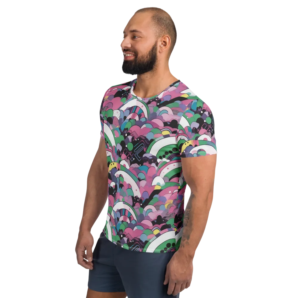 Neon Cloudwork on Men's Athletic T-Shirt — Left