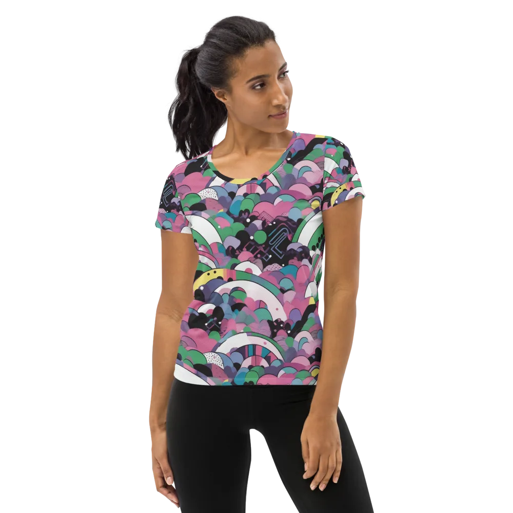 Neon Cloudwork on Women's Athletic T-Shirt — Front