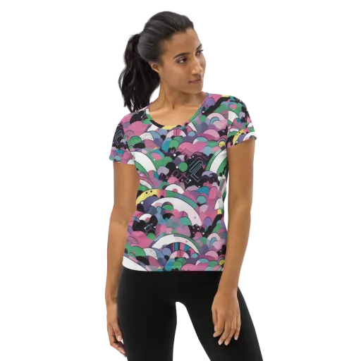 Neon Cloudwork on a Women's Athletic T-Shirt