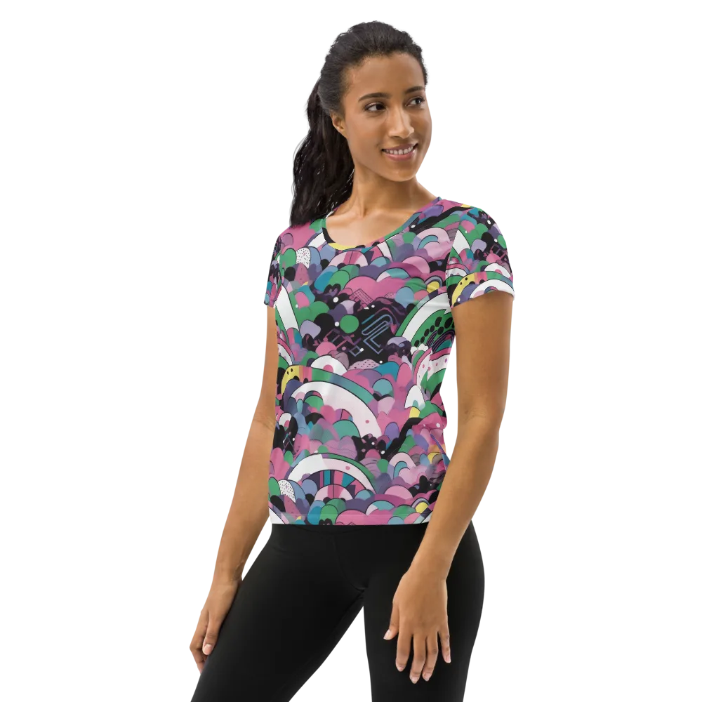 Neon Cloudwork on Women's Athletic T-Shirt — Left