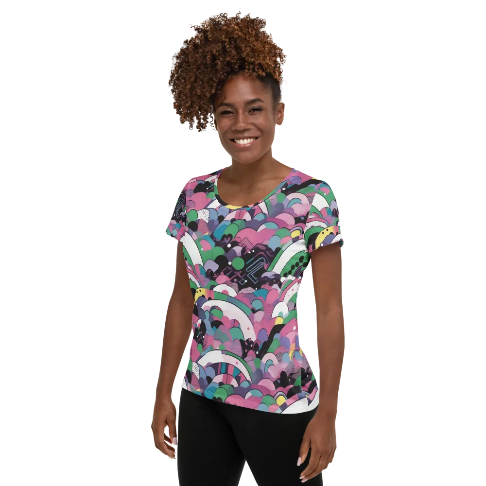 Neon Cloudwork on Women's Athletic T-Shirt — Left