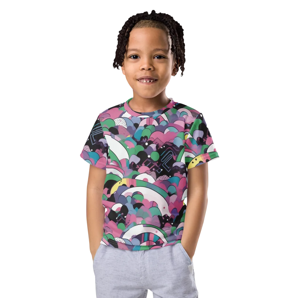 Neon Cloudwork on Kids Crew Neck T-Shirt — Front
