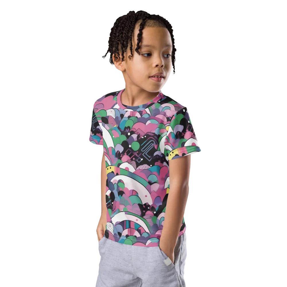 Neon Cloudwork on Kids Crew Neck T-Shirt — Left Front