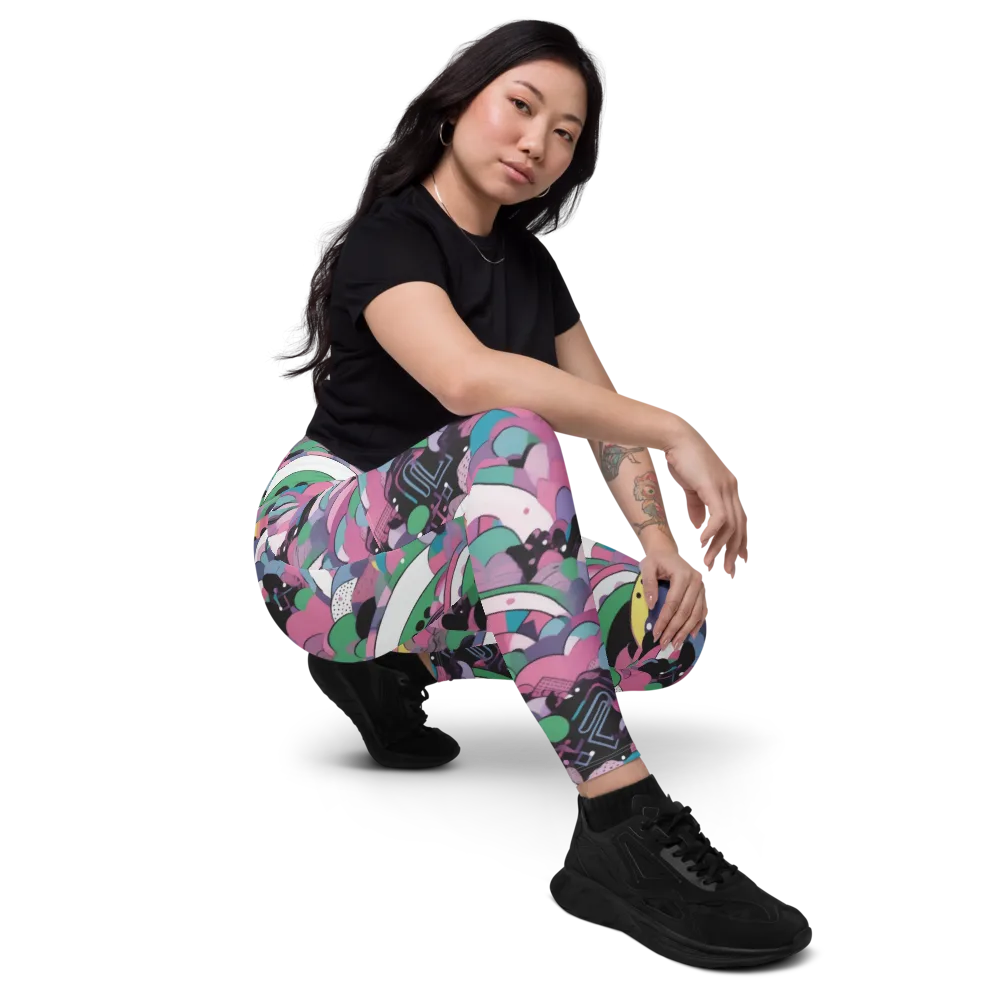 Neon Cloudwork on Leggings with Pockets — Right Front