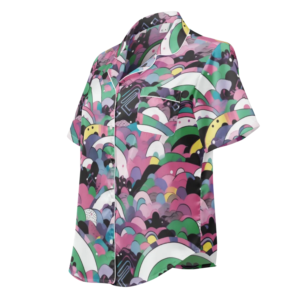 Neon Cloudwork on Women's Short Sleeve Pajama Top — Left Front
