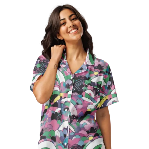 Neon Cloudwork on a Women's Short Sleeve Pajama Top