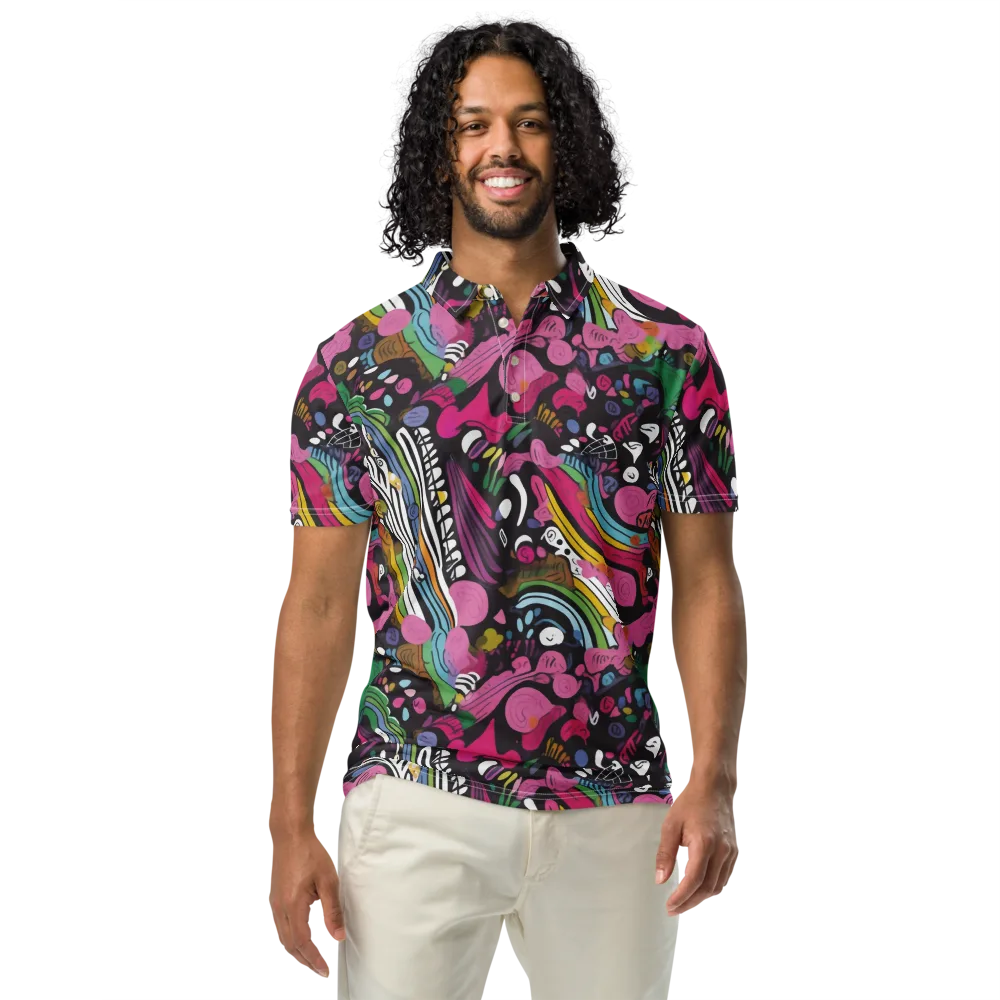 Neon Cabinet on Men's Slim Fit Polo Shirt — Front