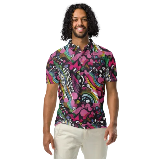 Neon Cabinet on a Men's Slim Fit Polo Shirt