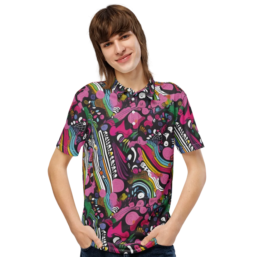 Neon Cabinet on Men's Slim Fit Polo Shirt — Front