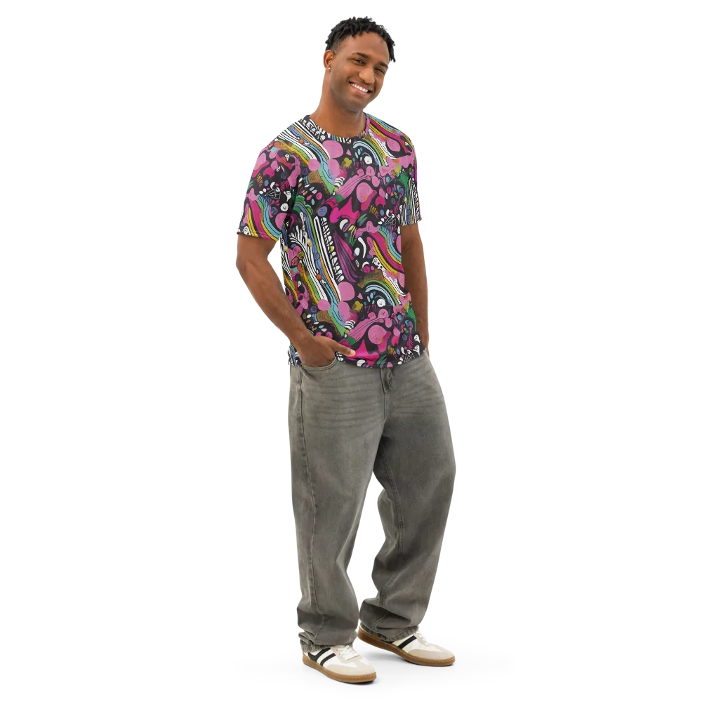 Neon Cabinet on Men's Cotton Crew Neck T-Shirt — Right Front