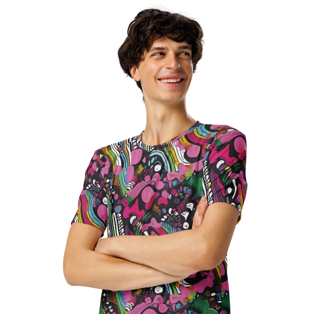 Neon Cabinet on Men's Crew Neck T-Shirt — Left Front