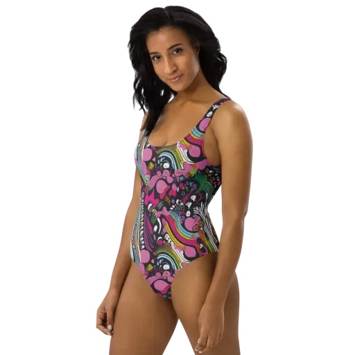 Neon Cabinet on a One-Piece Swimsuit