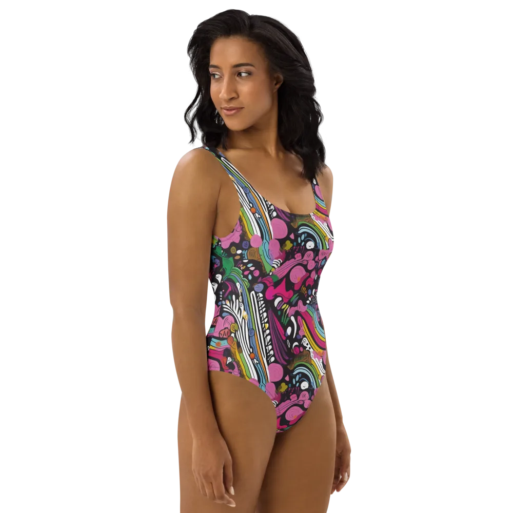 Neon Cabinet on One-Piece Swimsuit — Right