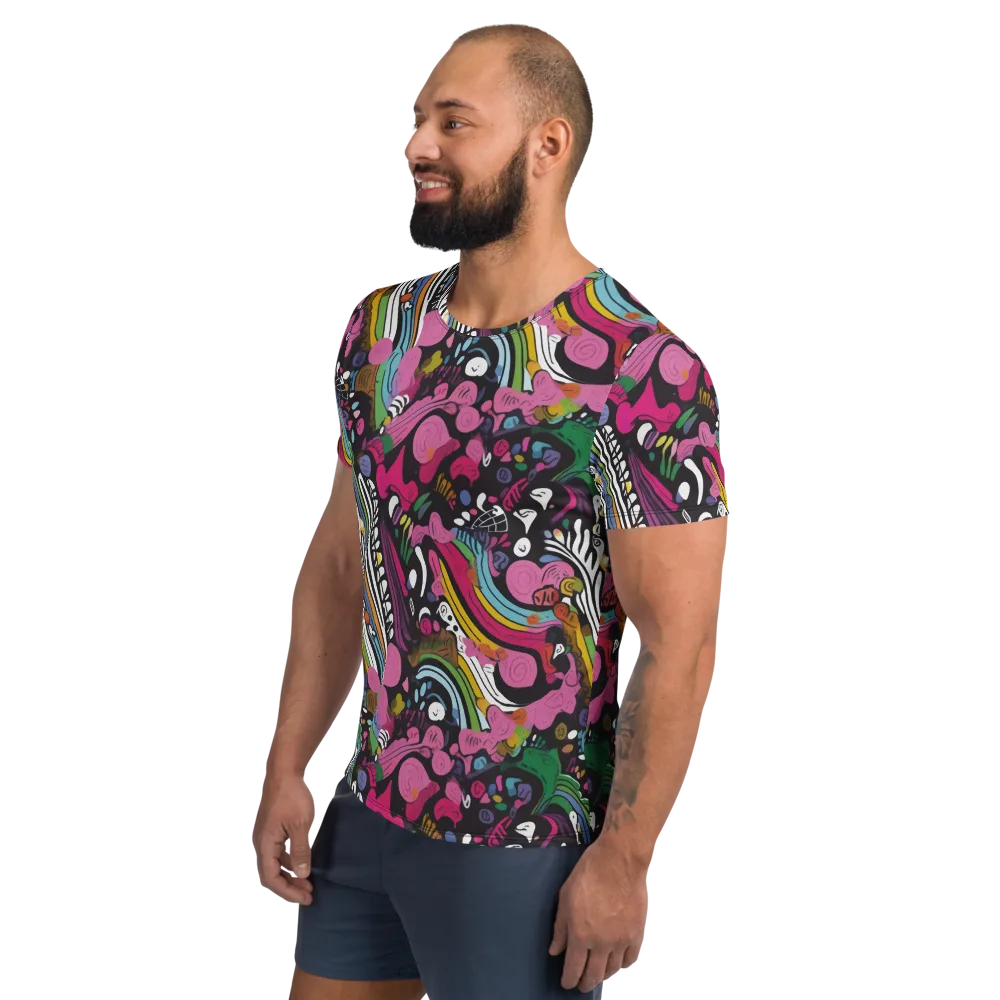 Neon Cabinet on Men's Athletic T-Shirt — Left