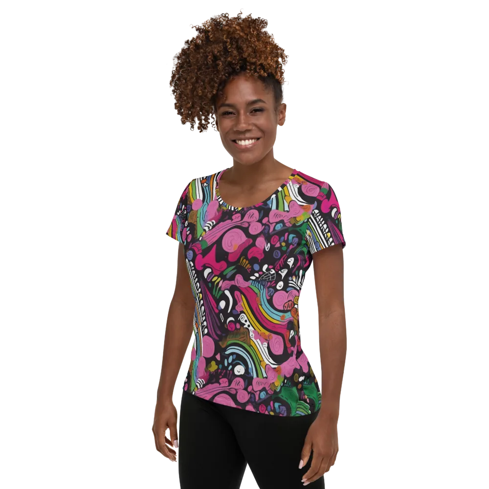 Neon Cabinet on Women's Athletic T-Shirt — Left