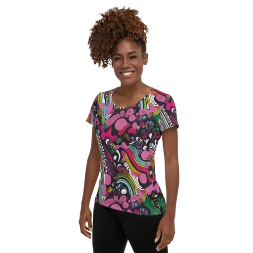 Neon Cabinet on a Women's Athletic T-Shirt