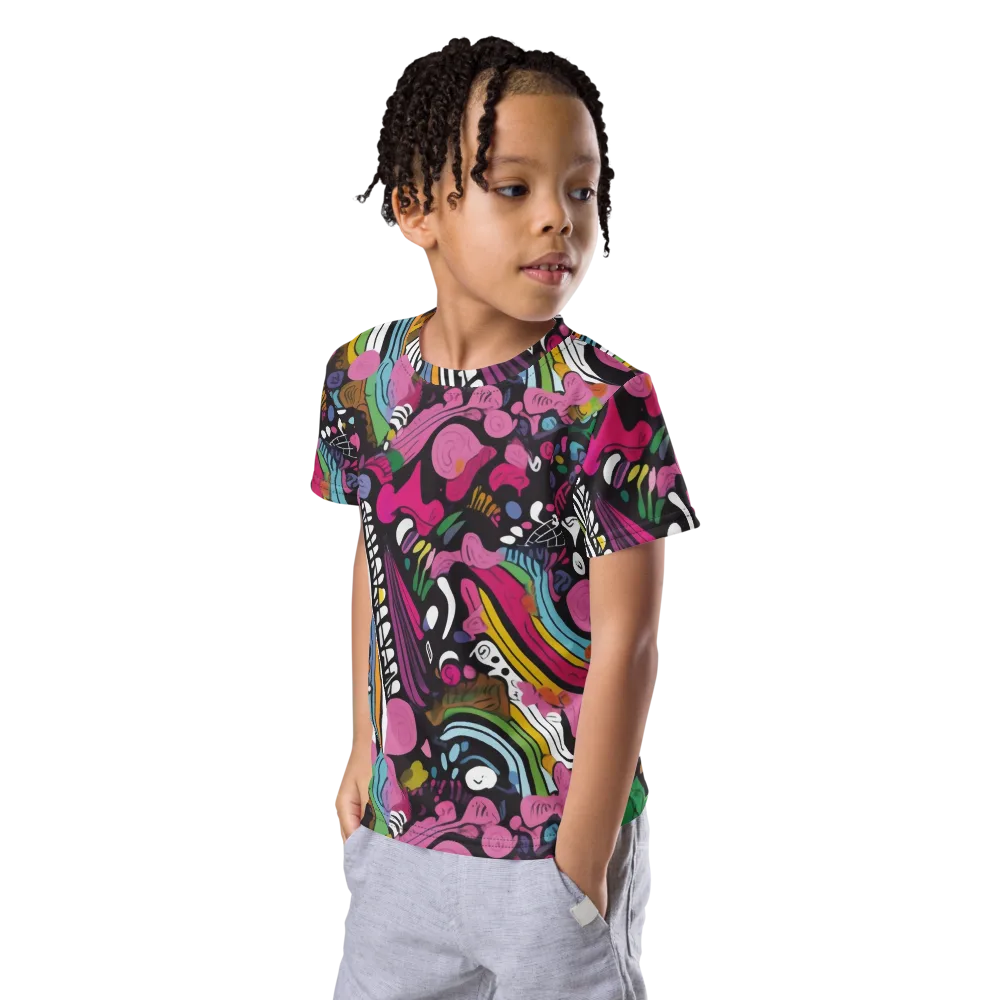 Neon Cabinet on Kids Crew Neck T-Shirt — Left Front