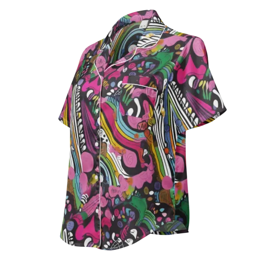 Neon Cabinet on a Women's Short Sleeve Pajama Top