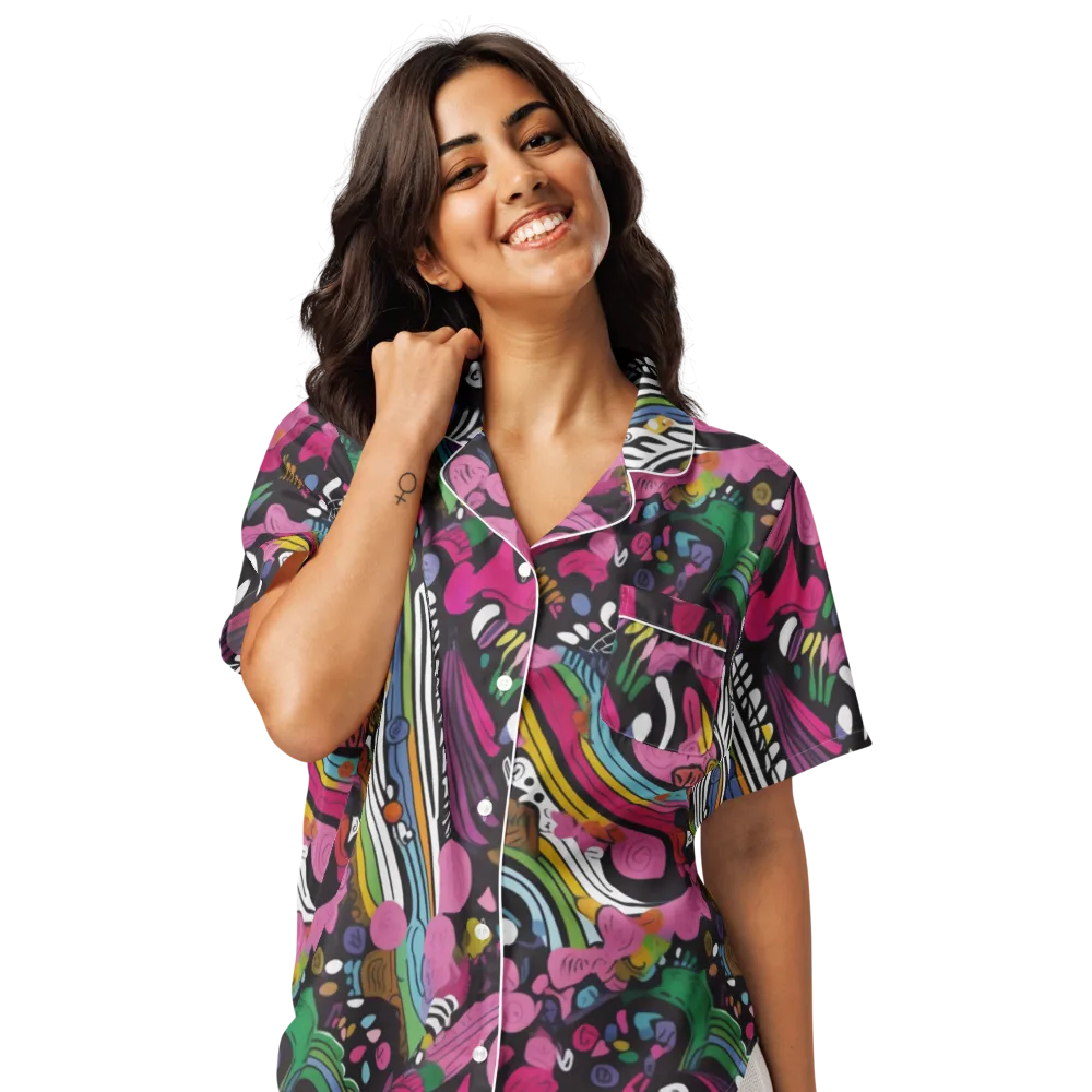Neon Cabinet on Women's Short Sleeve Pajama Top — Front